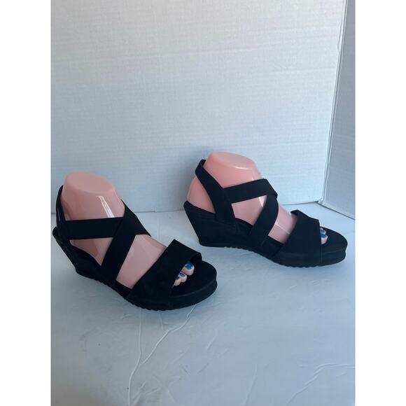 MEPHISTO GIULIANA SOFT AIR TECHNOLOGY BLACK NUBUCK COMFORT WEDGE SANDAL SZ 9 - Picture 2 of 10